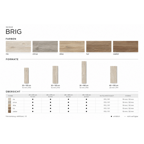 Brig Bodenplatte Castor 30x120x1 cm