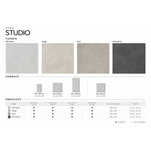 Studio Bodenplatte Beige 60x120x1 cm